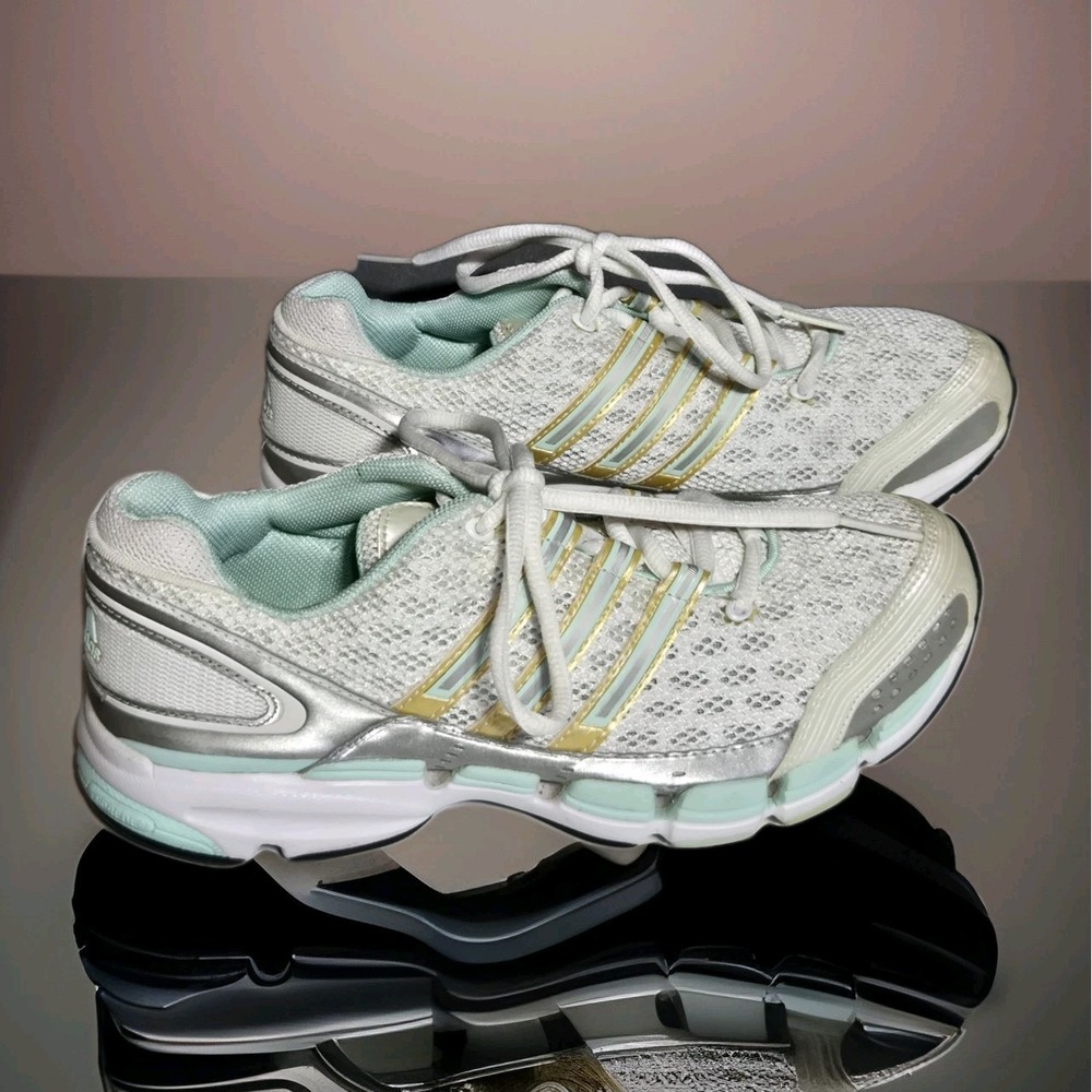 Adidas Attune CC Womens Running Shoe Sz 7.5 ClimaCool Metallic Silver Gold Mint
